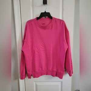 Aerie Distressed Oversized Crewneck Sweatshirt Club Pink Size XS Cozy